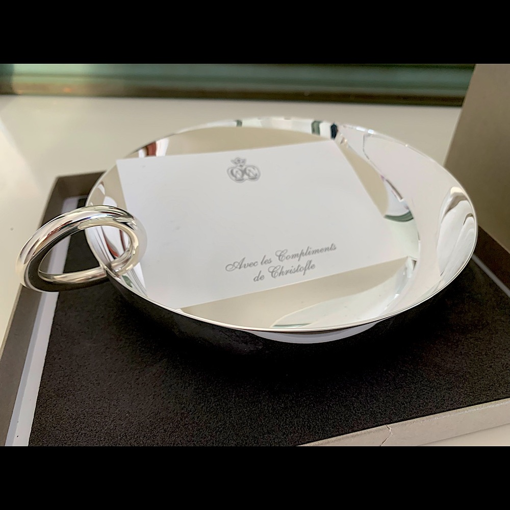 Vertigo by Christofle France Silver Plate Snack / Trinket Bangle Bowl Large New